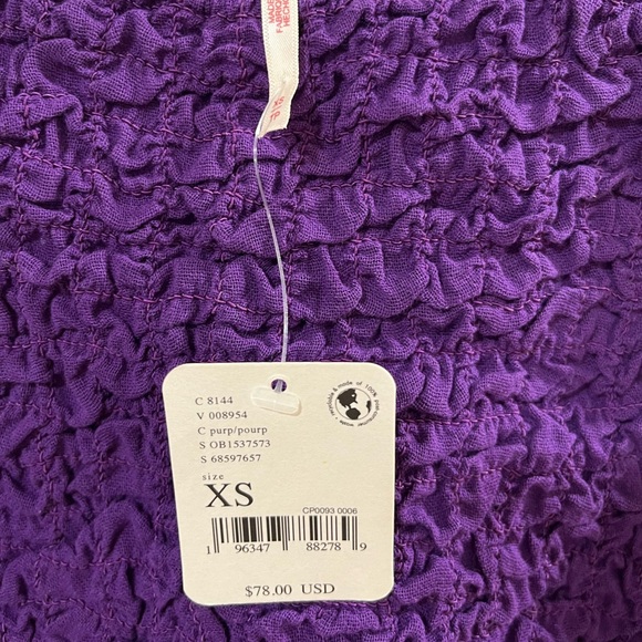 NWT free people purple Scarlett smocked mini dress with front cutout - Picture 6 of 9
